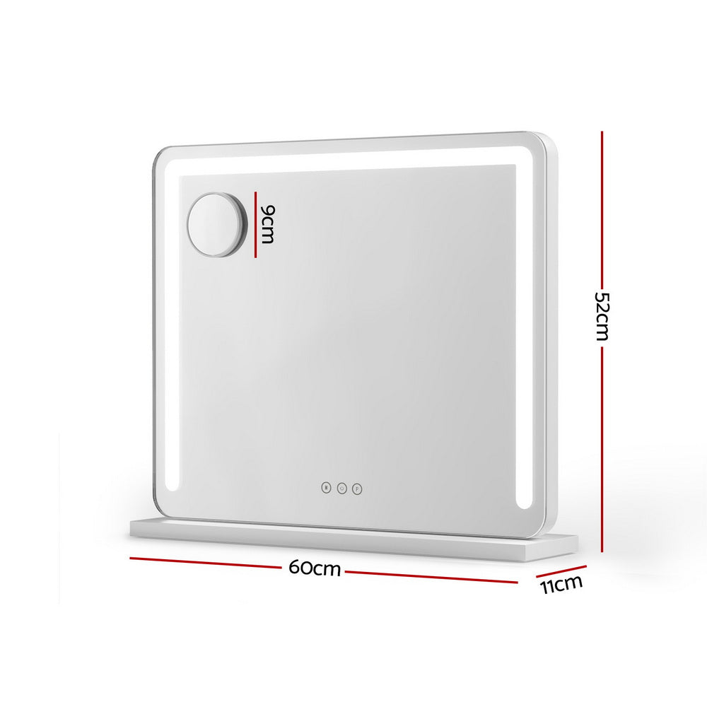 Makeup Mirror Hollywood Vanity LED with Light - White 50X60CM