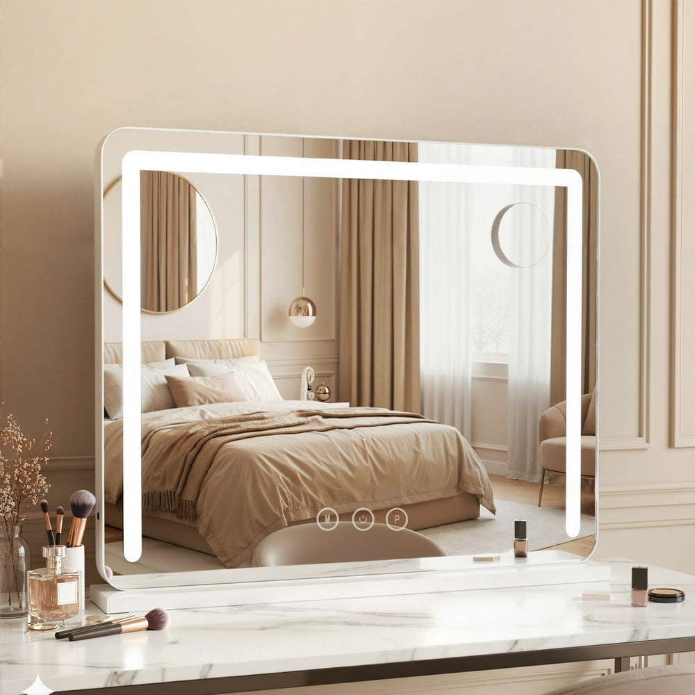 Makeup Mirror Hollywood Vanity LED with Light - White 50X60CM