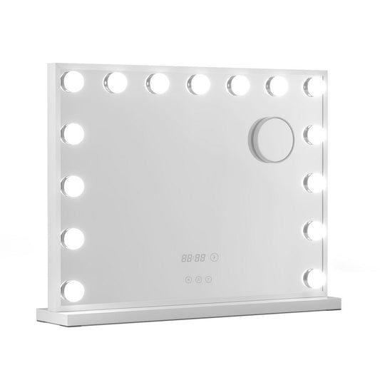 Makeup Mirror Hollywood 58x45cm 15 LED with Time Display