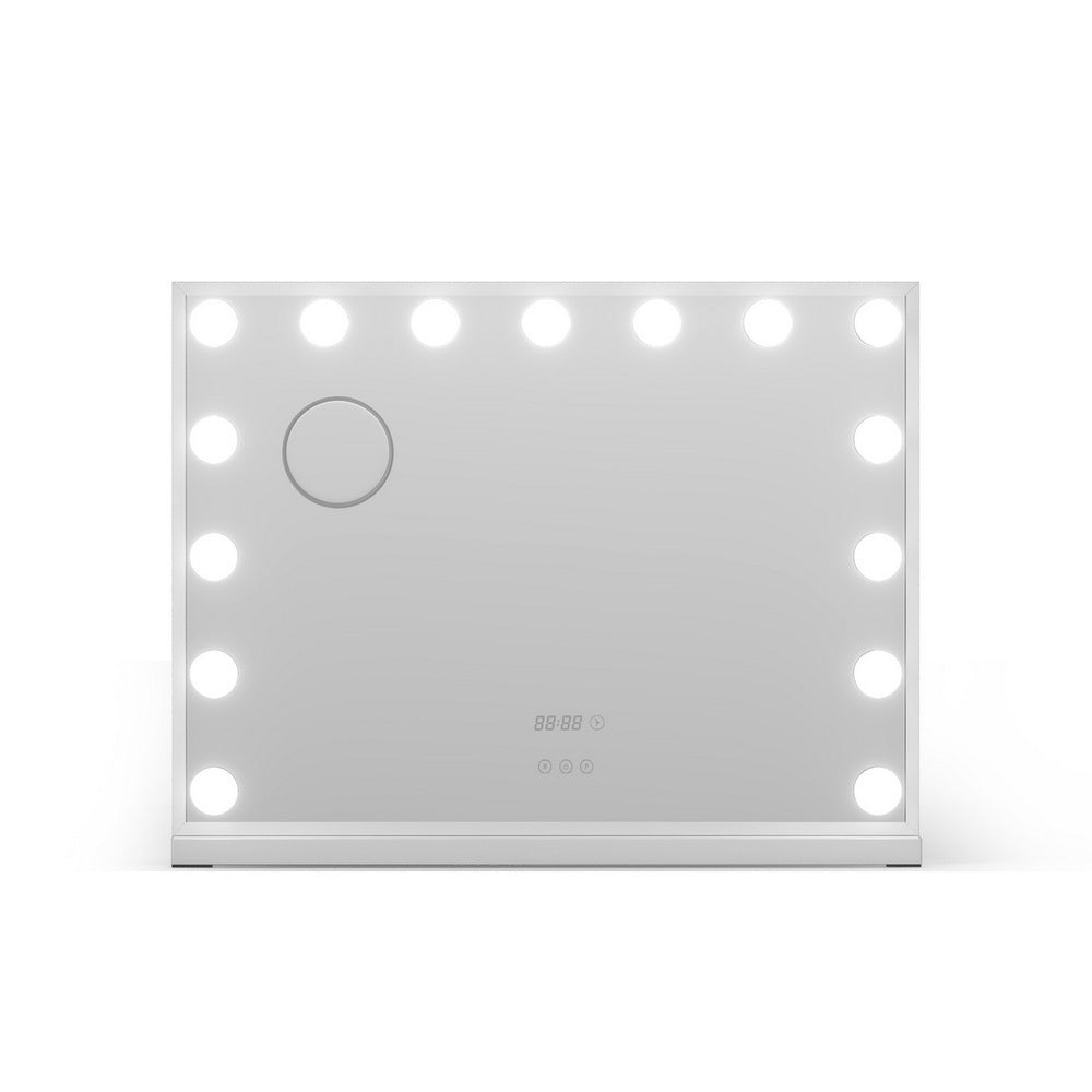 Makeup Mirror Hollywood 58x45cm 15 LED with Time Display