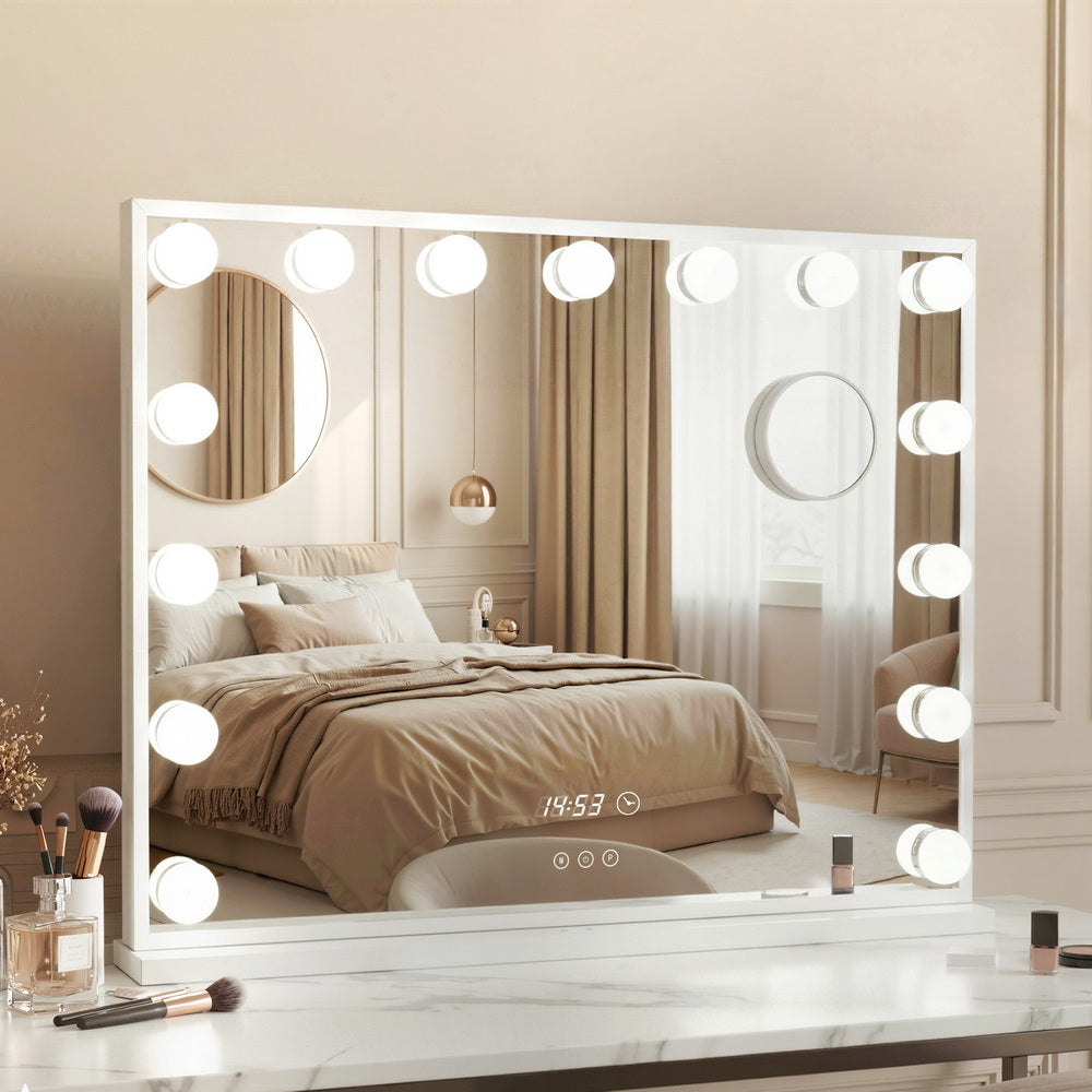 Makeup Mirror Hollywood 58x45cm 15 LED with Time Display