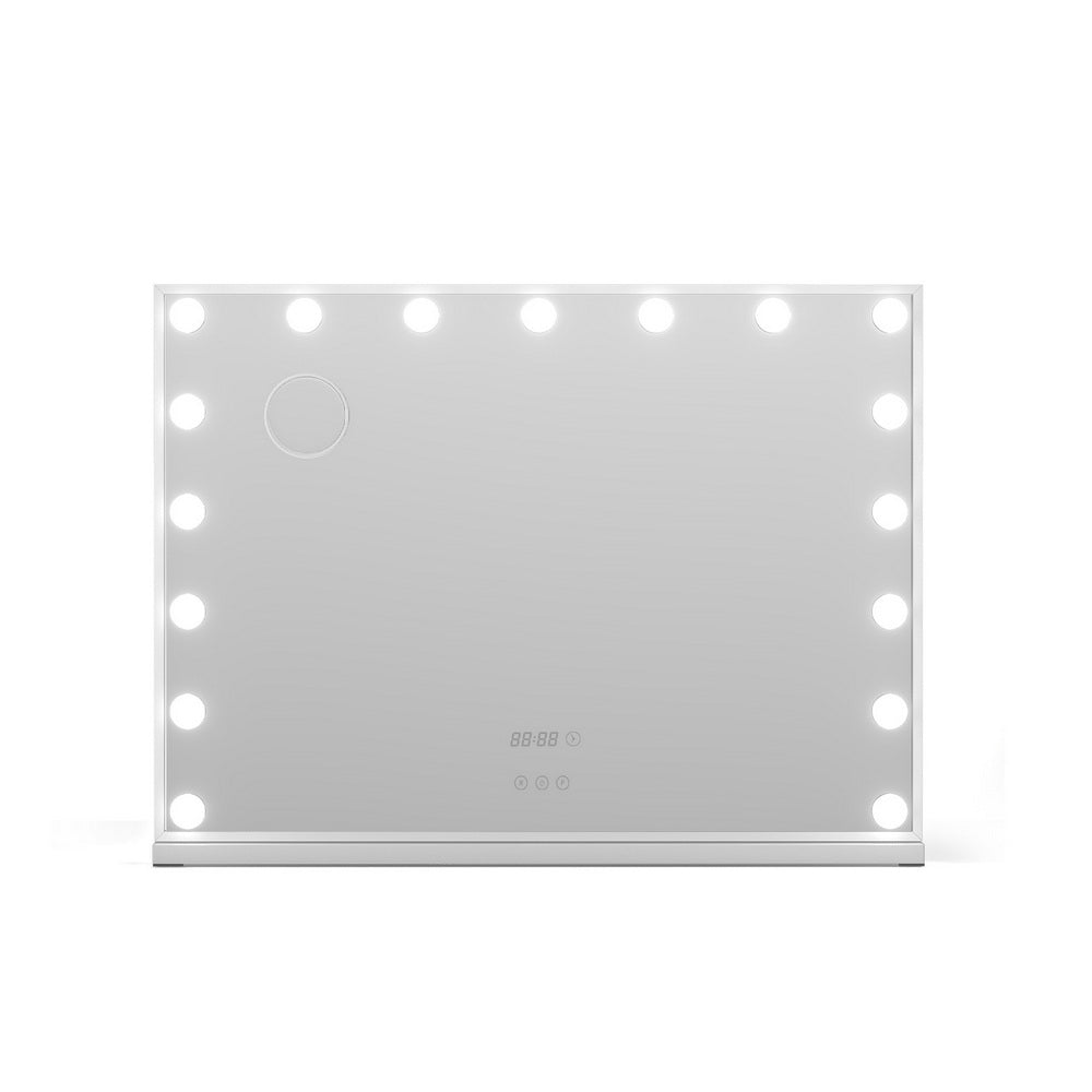 Makeup Mirror Hollywood 80x60cm 17 LED with Time Display