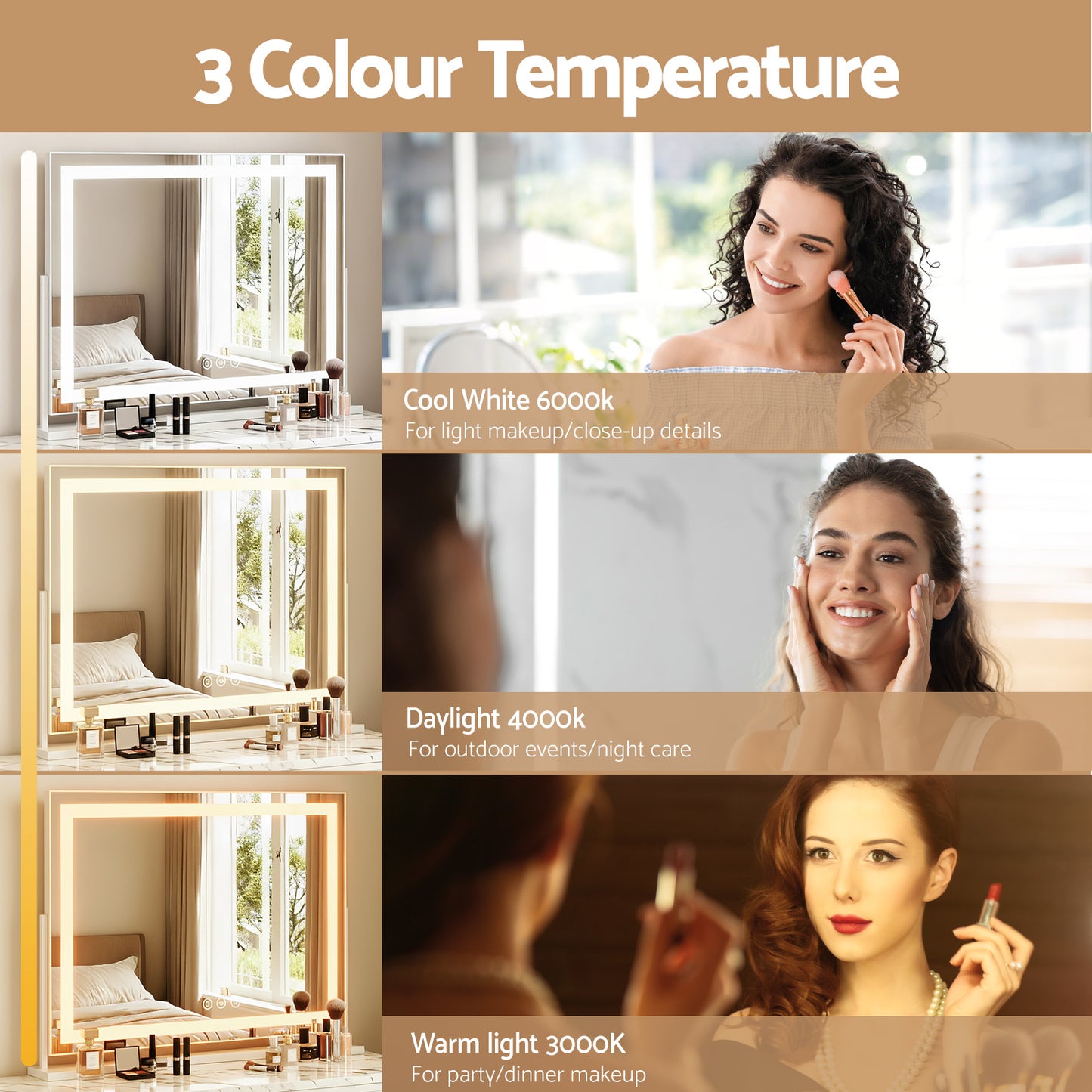Makeup Mirror with Light LED Hollywood Vanity Dimmable Wall Mirror