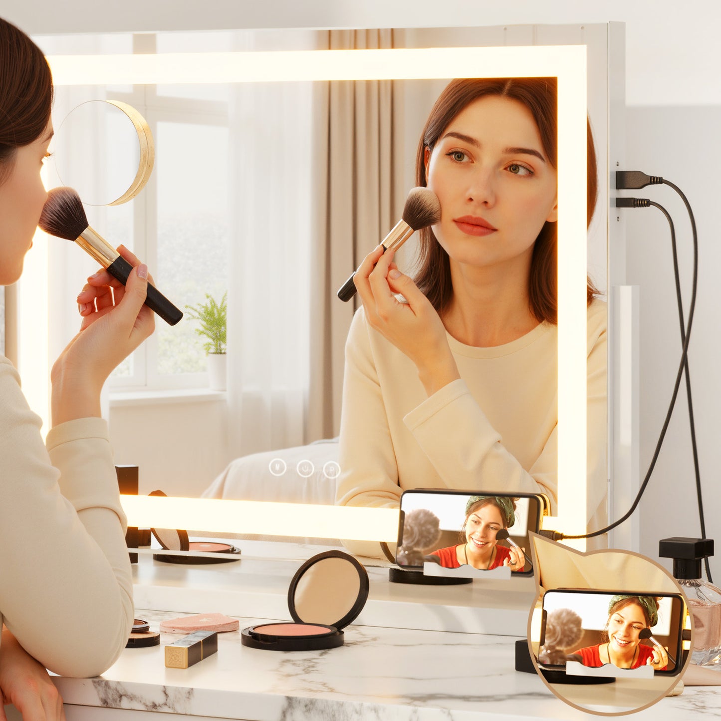 Makeup Mirror with Light LED Hollywood Vanity Dimmable Wall Mirror