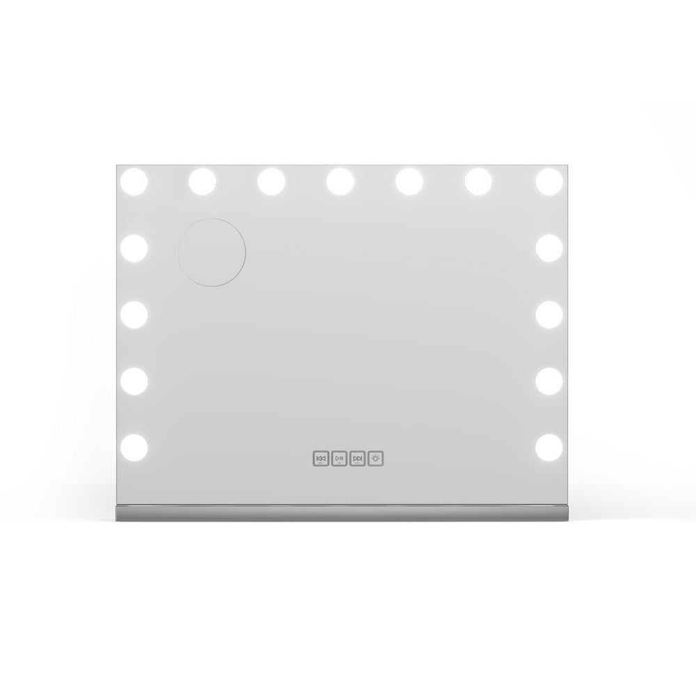 Bluetooth Makeup Mirror 58X46cm Hollywood with Light Dimmable 15 LED