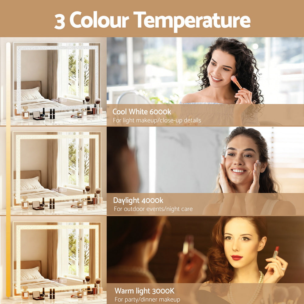 Bluetooth Makeup Mirror 58x46cm Crystal Hollywood with LED Vanity Light