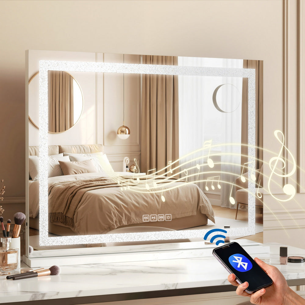 Bluetooth Makeup Mirror 58x46cm Crystal Hollywood with LED Vanity Light