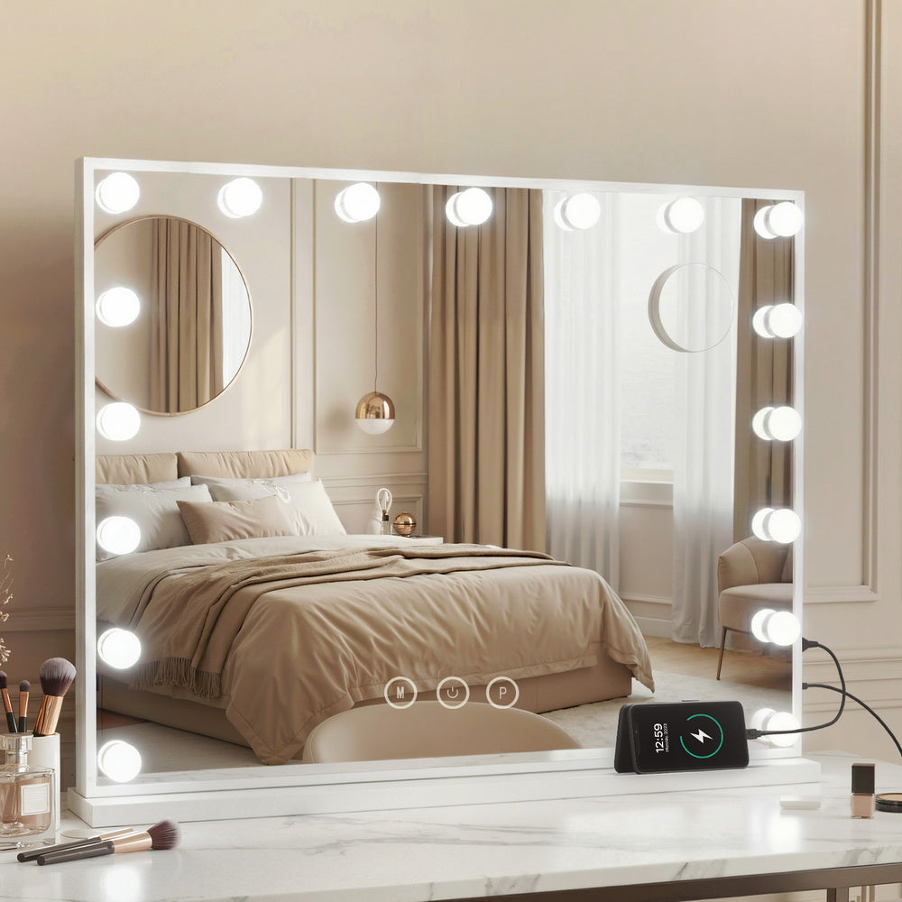 Embellir Makeup Mirror 80x58cm Hollywood Vanity with LED Light Tabletop Wall