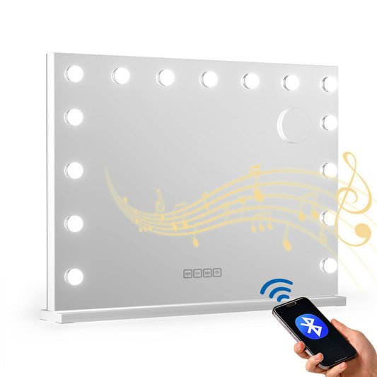 Bluetooth Makeup Mirror 80x58cm Hollywood with LED Vanity Light Wall Mounted