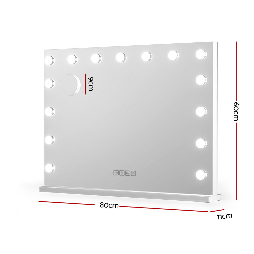 Bluetooth Makeup Mirror 80x58cm Hollywood with LED Vanity Light Wall Mounted