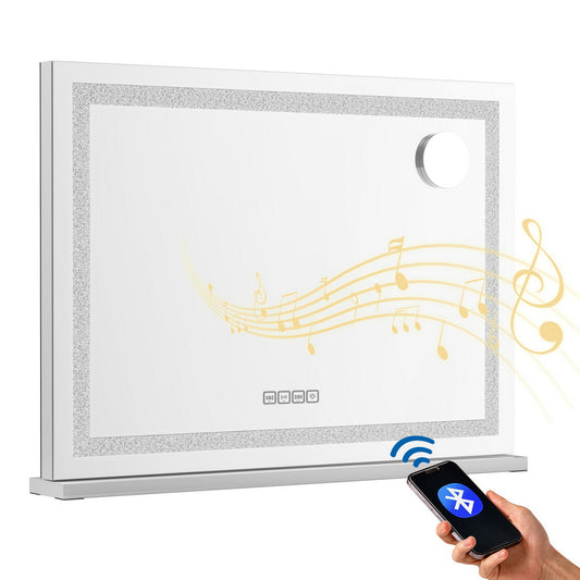Bluetooth Makeup Mirror 80x58CM Crystal Hollywood with LED Vanity Light