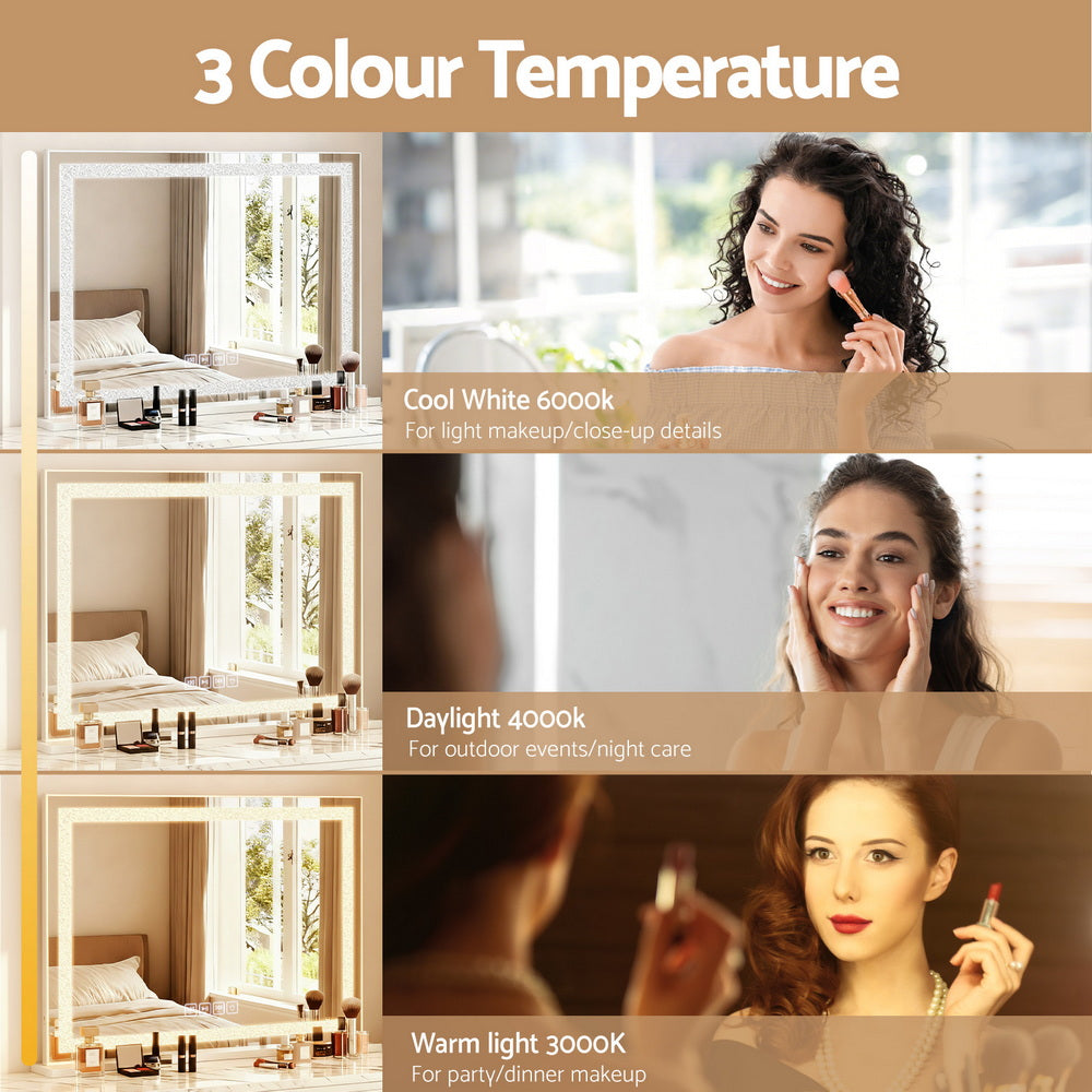 Bluetooth Makeup Mirror 80x58CM Crystal Hollywood with LED Vanity Light