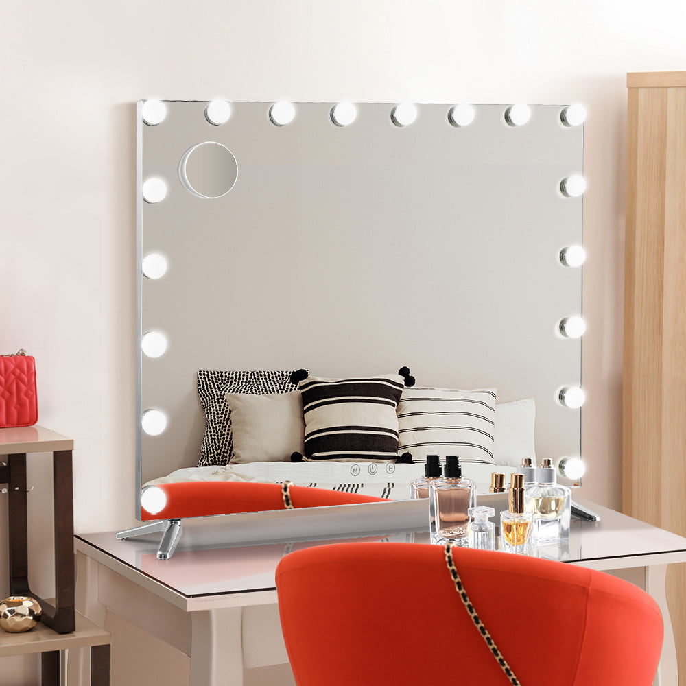Bluetooth Makeup Mirror 80X65cm Hollywood with Light Vanity Wall 18 LED