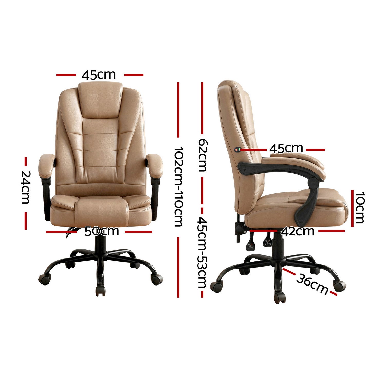 Massage Office Chair PU Leather Recliner Computer Gaming Chair - Espresso
