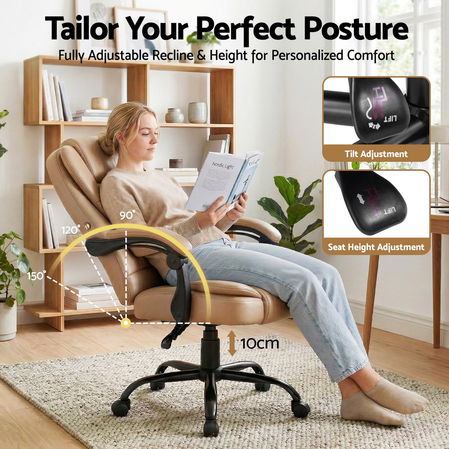 Massage Office Chair PU Leather Recliner Computer Gaming Chair - Espresso