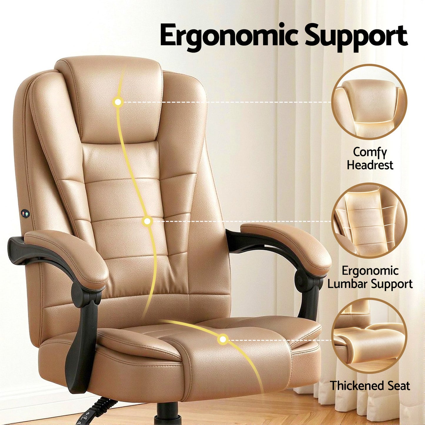 Massage Office Chair PU Leather Recliner Computer Gaming Chair - Espresso