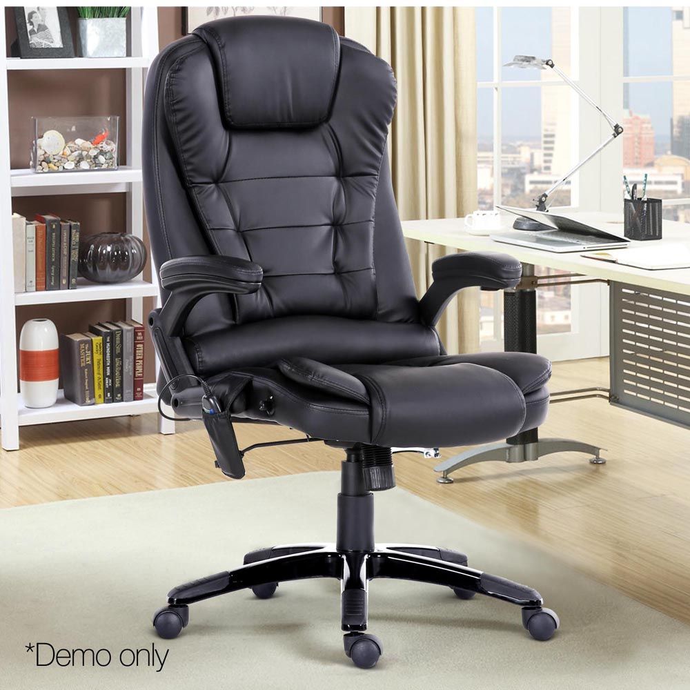 Black Moc 09m Reclining Massage Chair 8 Point Pu Leather