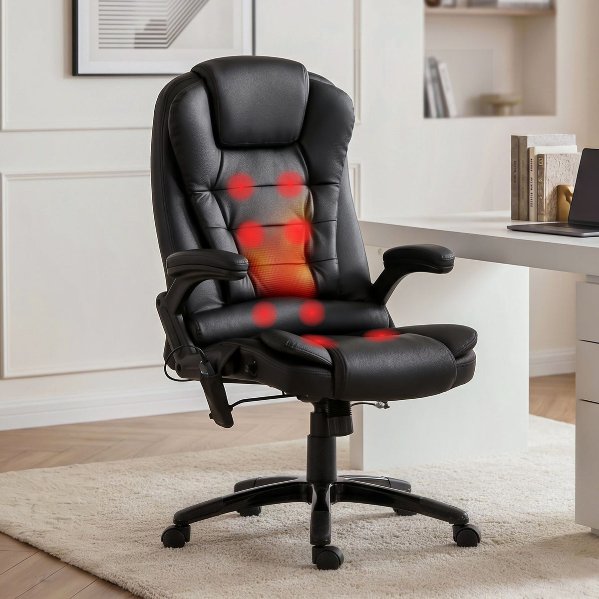 Reclining Massage Chair 8 Leather Black Moc 09m Point Pu