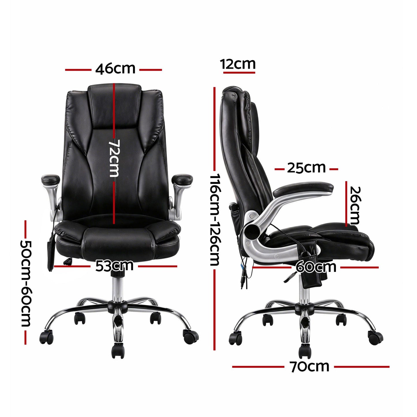 Massage Chair 8 Point PU Leather - Black