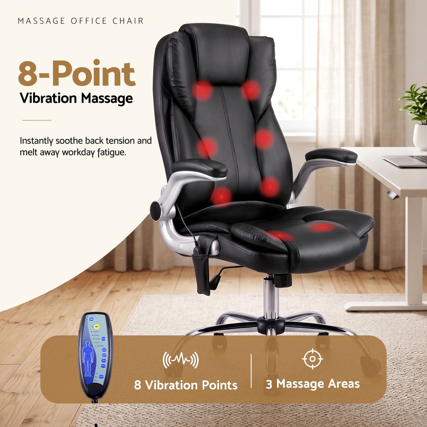 Massage Chair 8 Point PU Leather - Black