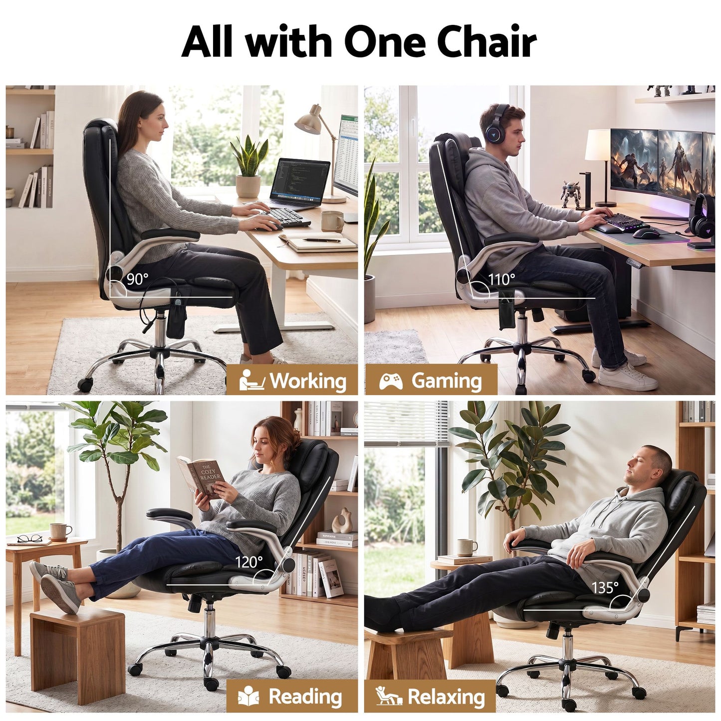 Massage Chair 8 Point PU Leather - Black