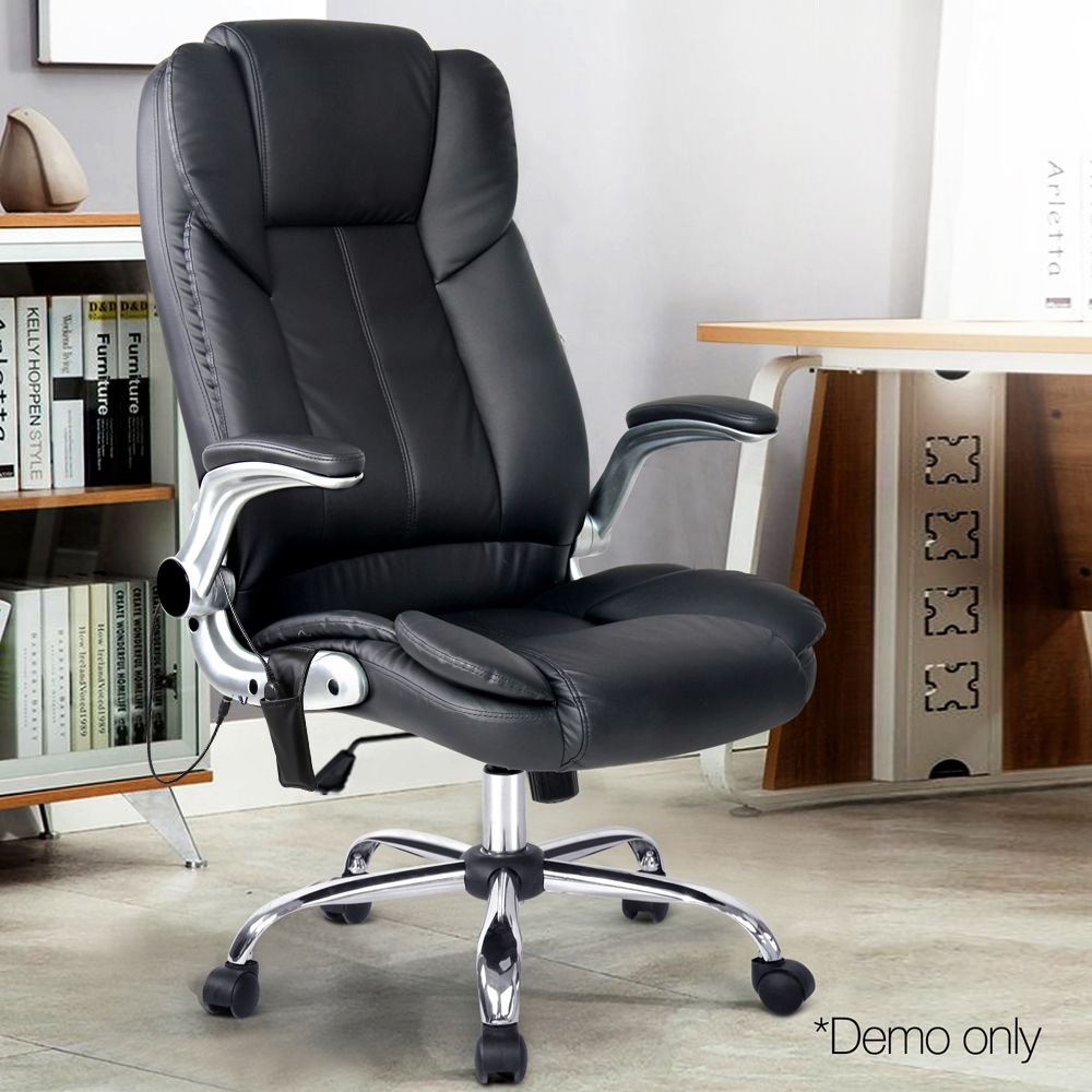 Massage Chair 8 Point PU Leather - Black