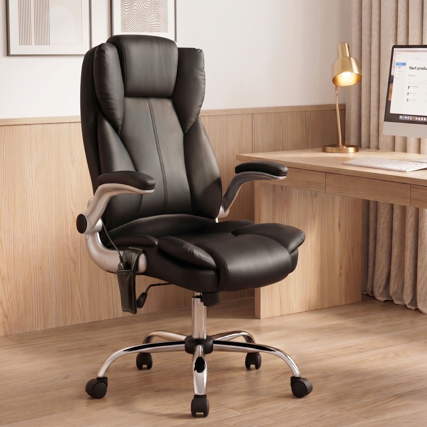 Massage Chair 8 Point PU Leather - Black