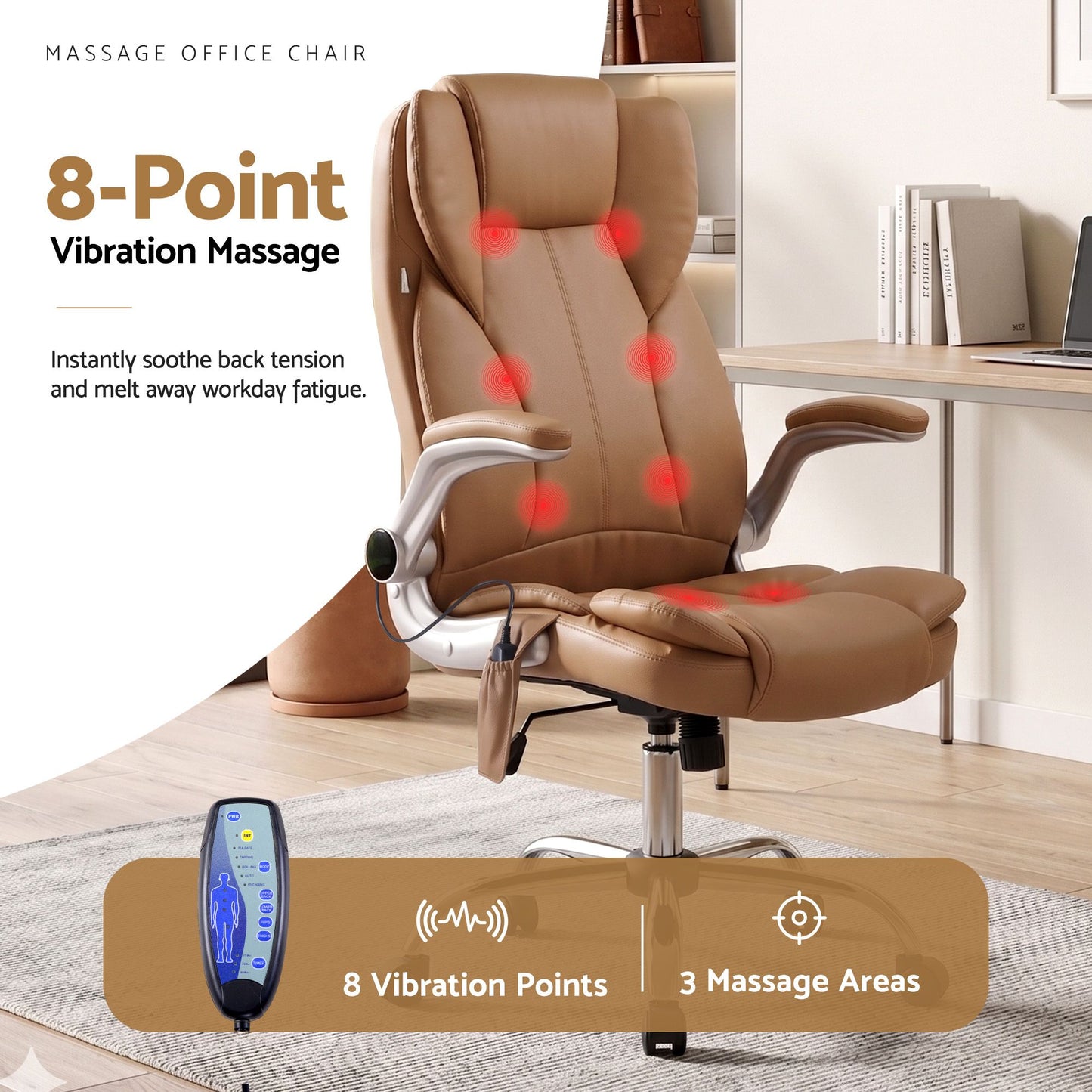 Massage Office Chair Gaming Chair Computer Desk 8 Point Vibration Espresso