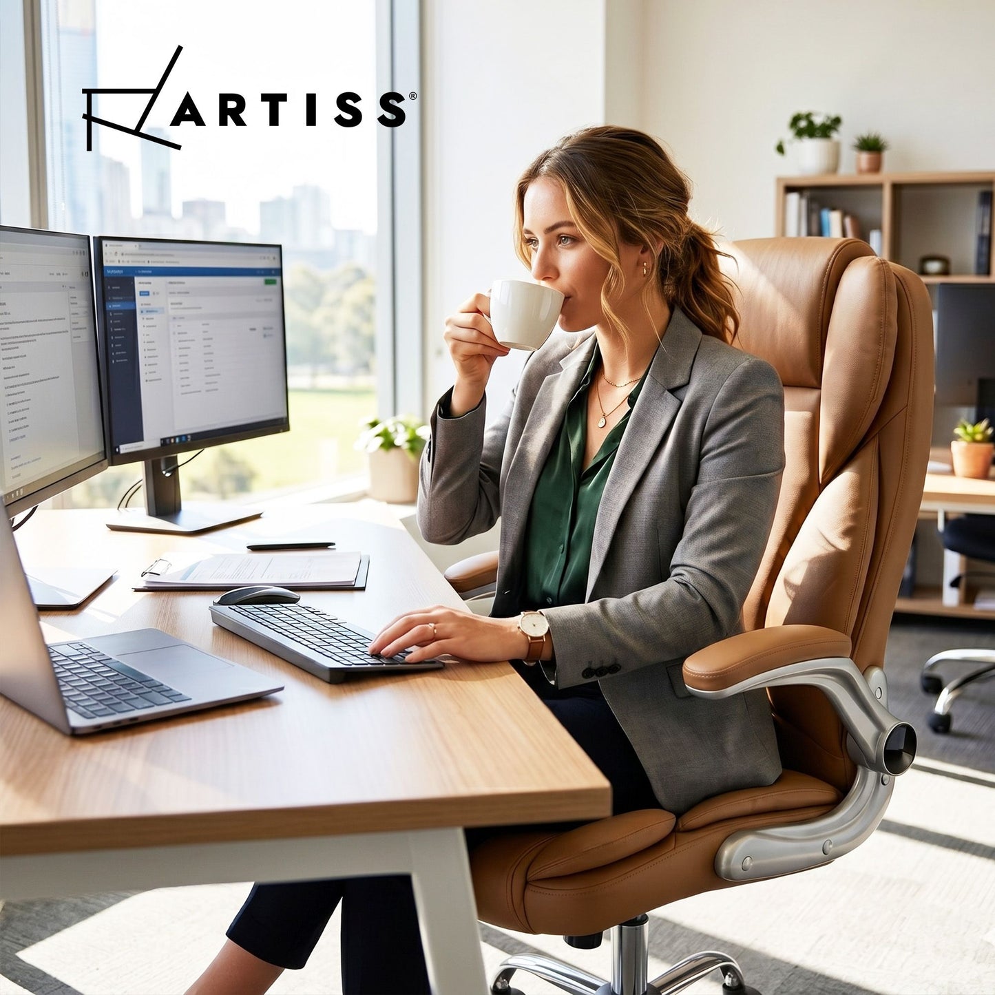 Massage Office Chair Gaming Chair Computer Desk 8 Point Vibration Espresso