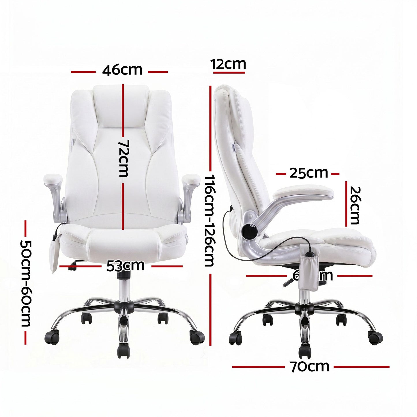 PU Leather Massage Office Chair 8-Point - White