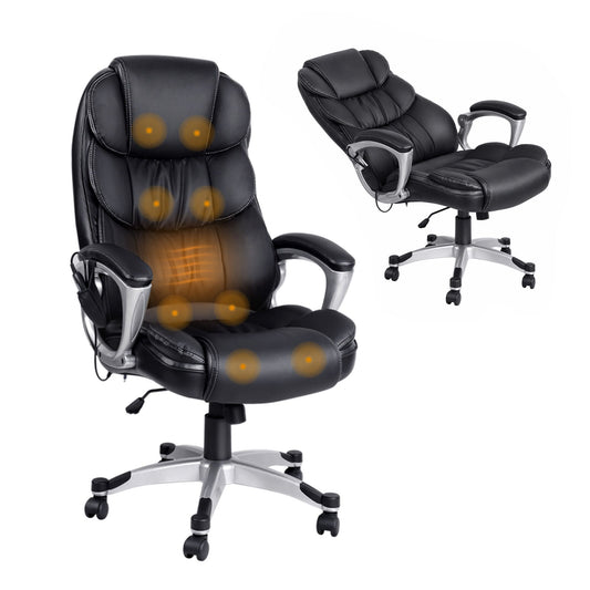 Reclining Massage Chair 8-Point PU Leather, Black