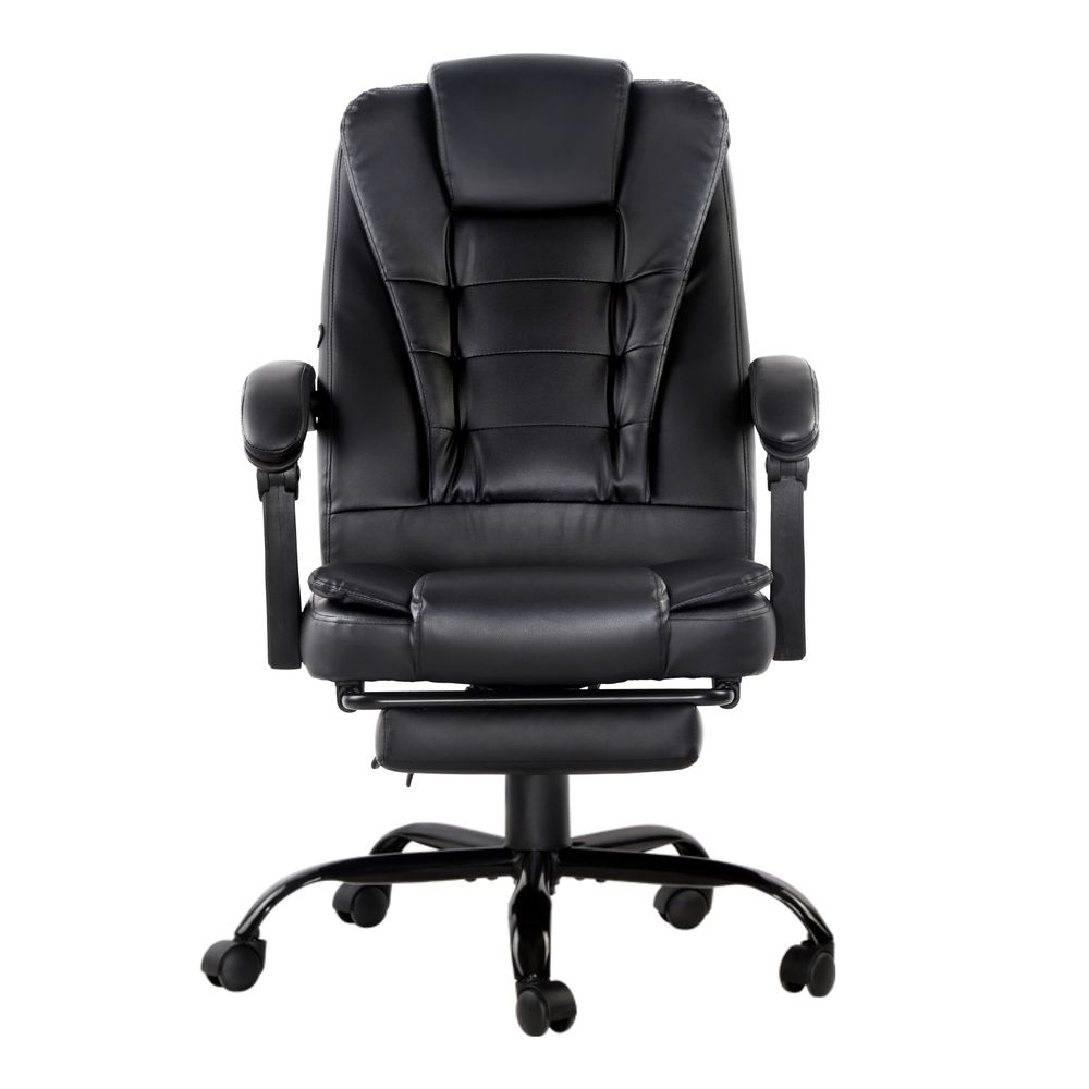 Massage Office Chair Recliner Computer Gaming Seat with Footrest Black
