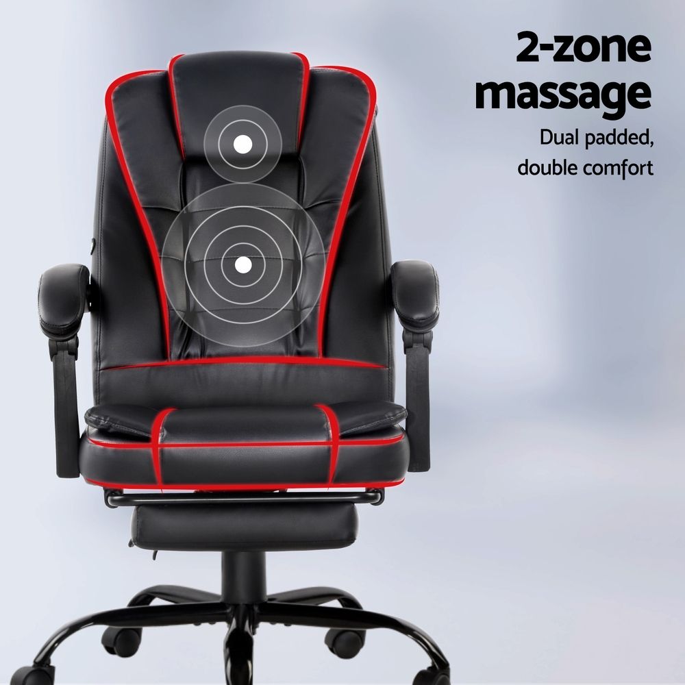 Massage Office Chair Recliner Computer Gaming Seat with Footrest Black