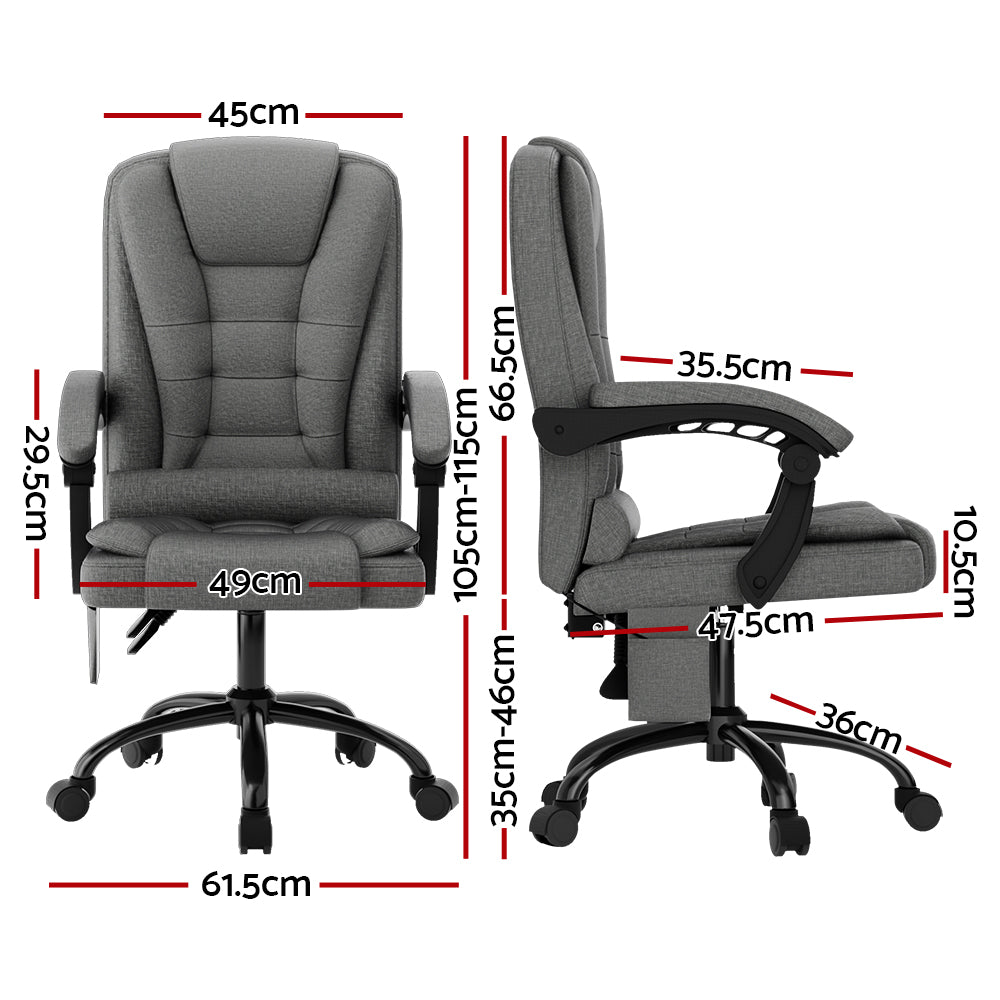 2 Point Massage Office Chair Fabric Black