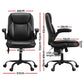 Massage Office Chair 2 Point Leather Mid Back - Black