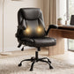 Massage Office Chair 2 Point Leather Mid Back - Black