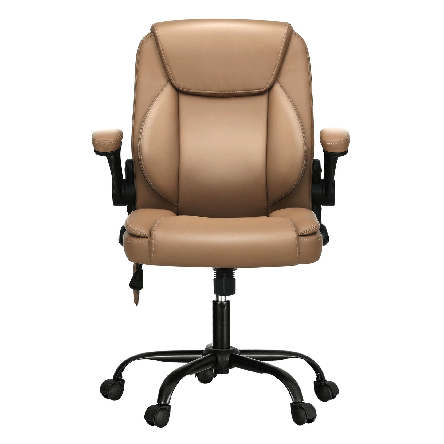 Massage Office Chair 2 Point Leather Mid Back - Espresso