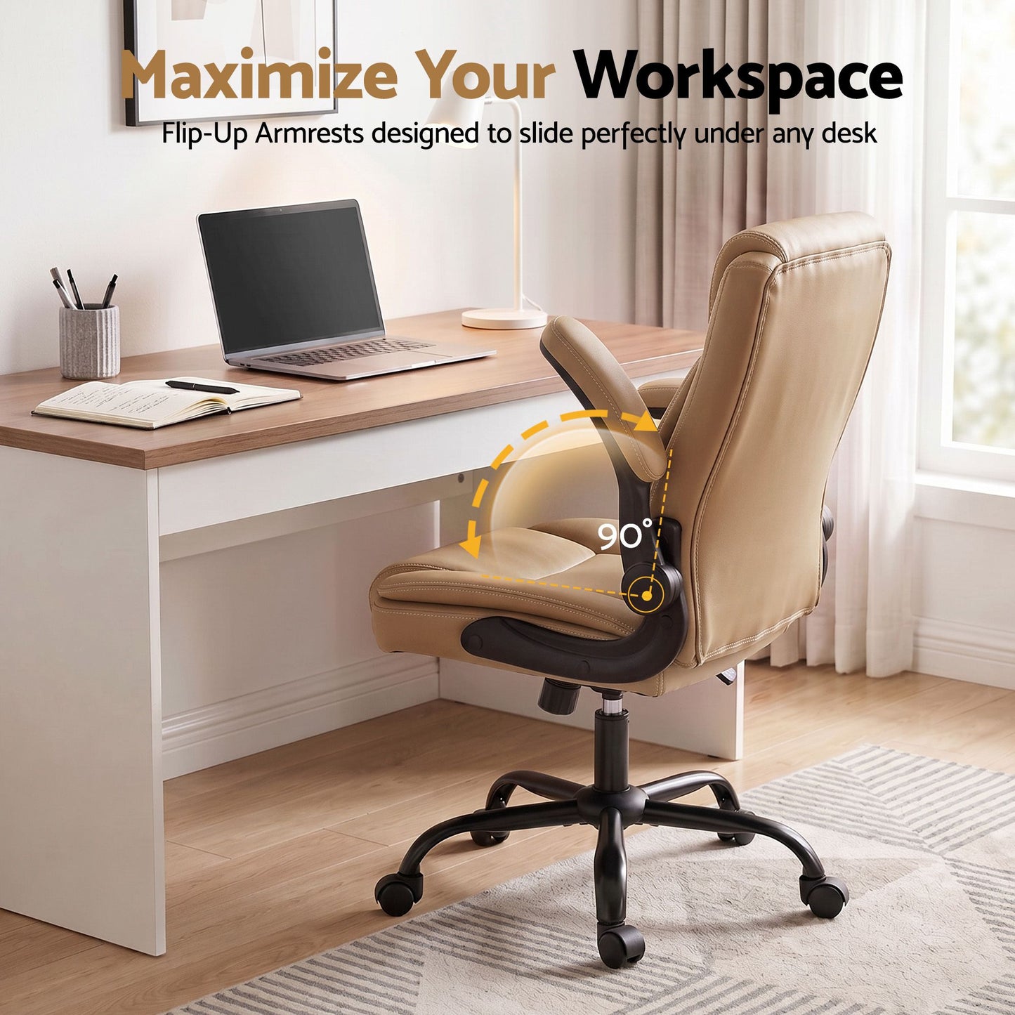 Massage Office Chair 2 Point Leather Mid Back - Espresso