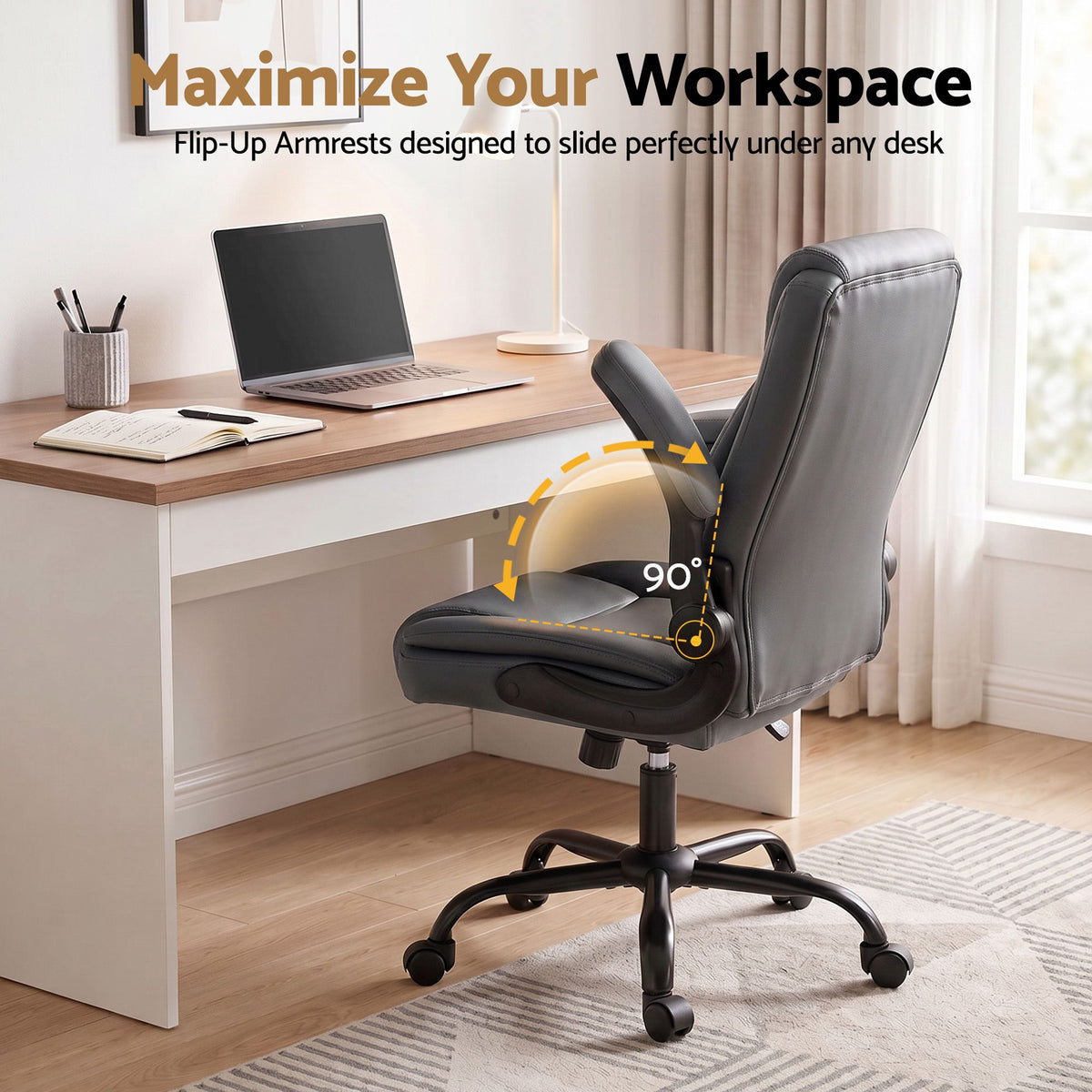 Massage Office Chair 2 Point Leather Mid Back - Grey