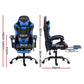 Gaming Office Chair with Footrest 2-Point Massage - Blue