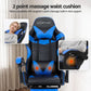 Gaming Office Chair with Footrest 2-Point Massage - Blue