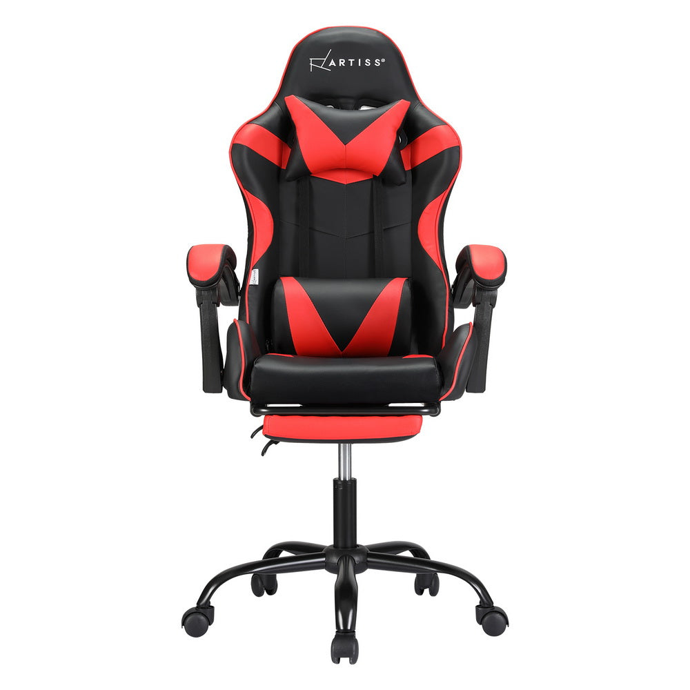 Gaming Office Chair 2 Point Massage with Footrest - Red