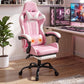 Gaming Office Chair 2 Point Massage with Footrest - Pink
