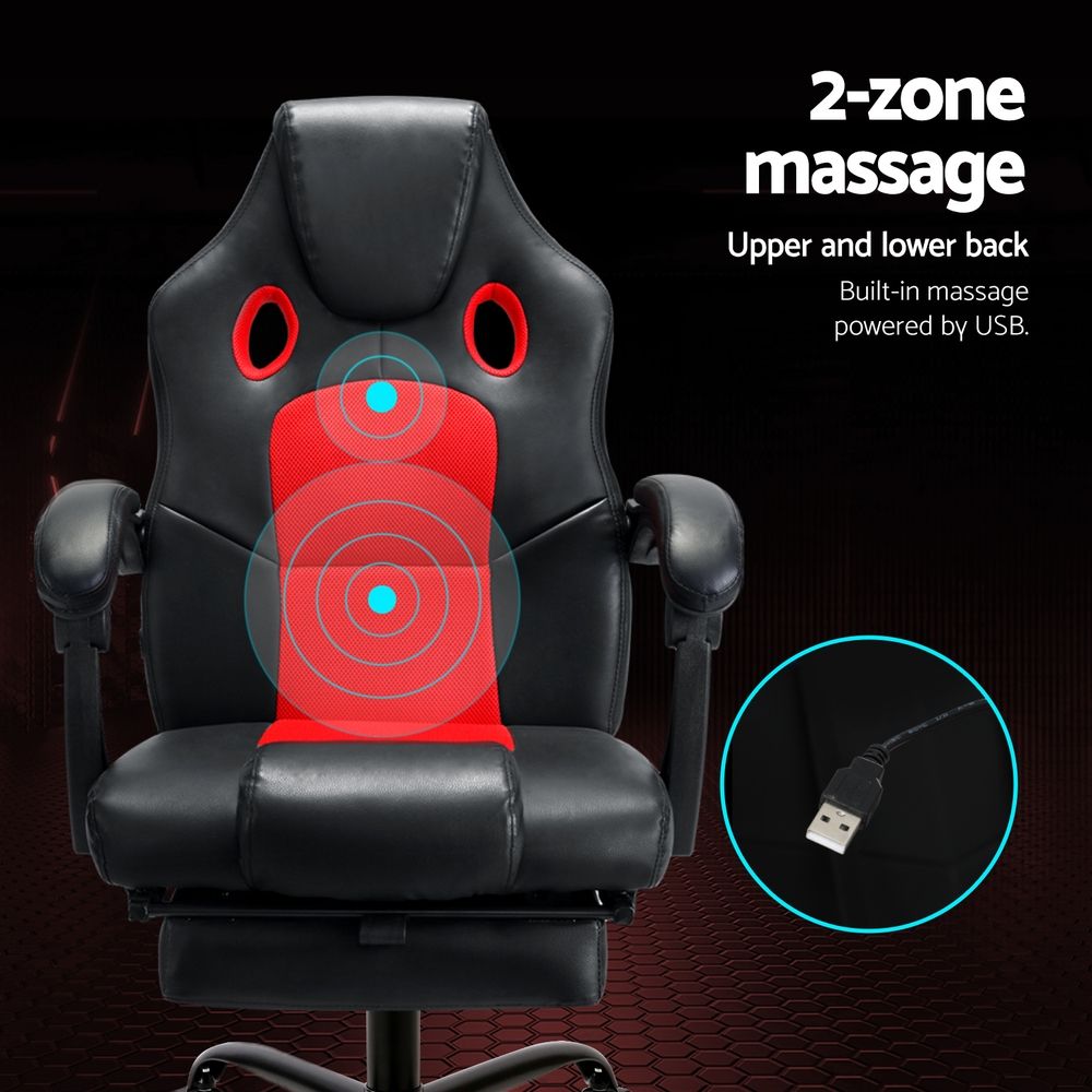 Massage Office Chair Gaming Computer Seat Recliner Racer - Red