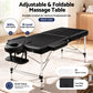 Portable Massage Table 70cm Wide Two-Fold Aluminium Treatment Beauty Therapy - Black