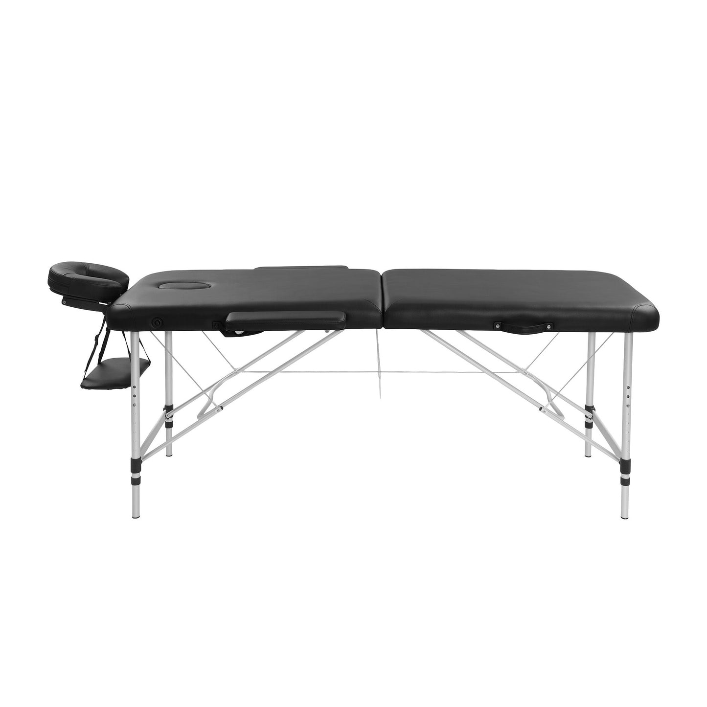 Massage Table Aluminium 2-Fold, Portable, Black