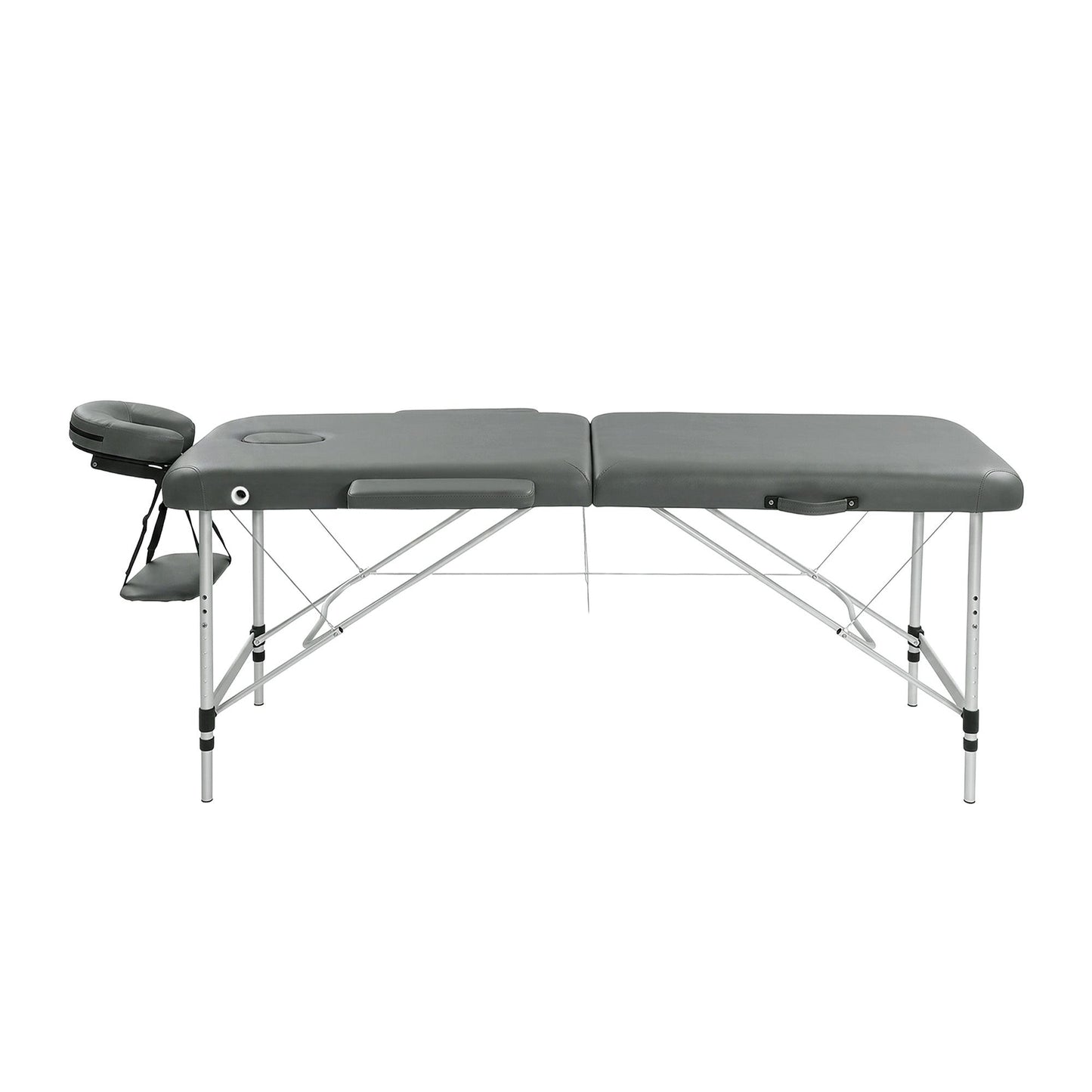 Massage Table 55cm Portable 2-Fold Aluminium Beauty Bed - Grey
