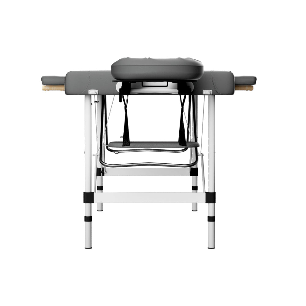 Massage Table 55cm Portable 2-Fold Aluminium Beauty Bed - Grey