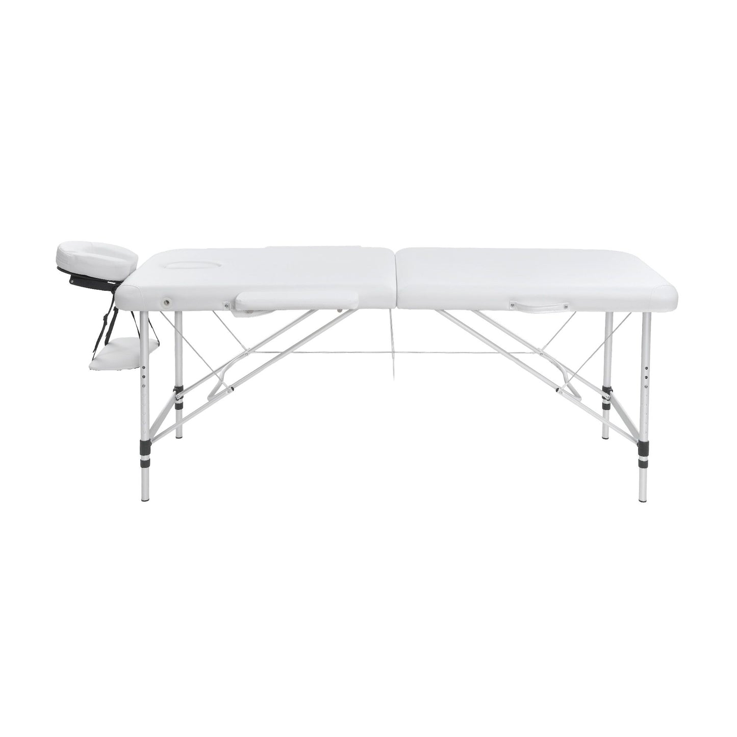 Massage Table Portable Aluminium 75cm Wide Two Fold Treatment Beauty Therapy White