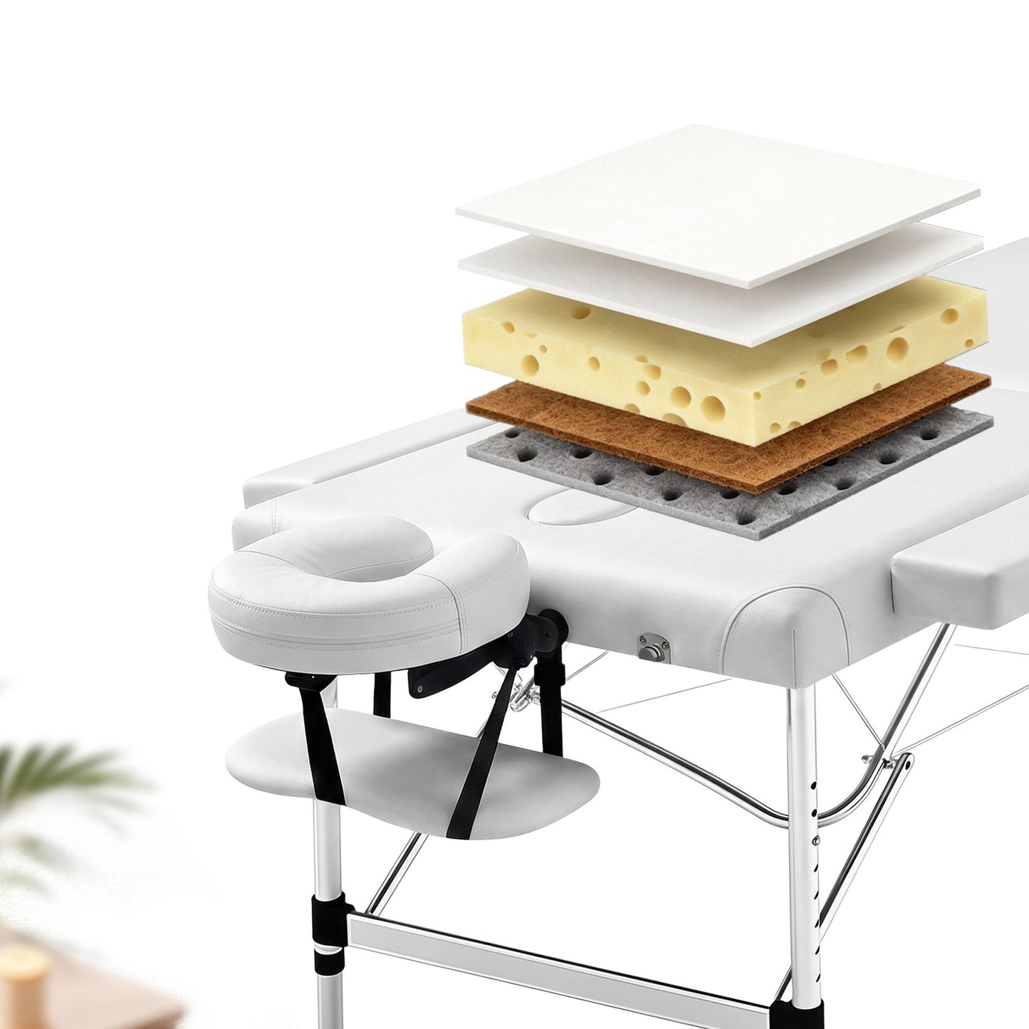 Massage Table Portable Aluminium 75cm Wide Two Fold Treatment Beauty Therapy White